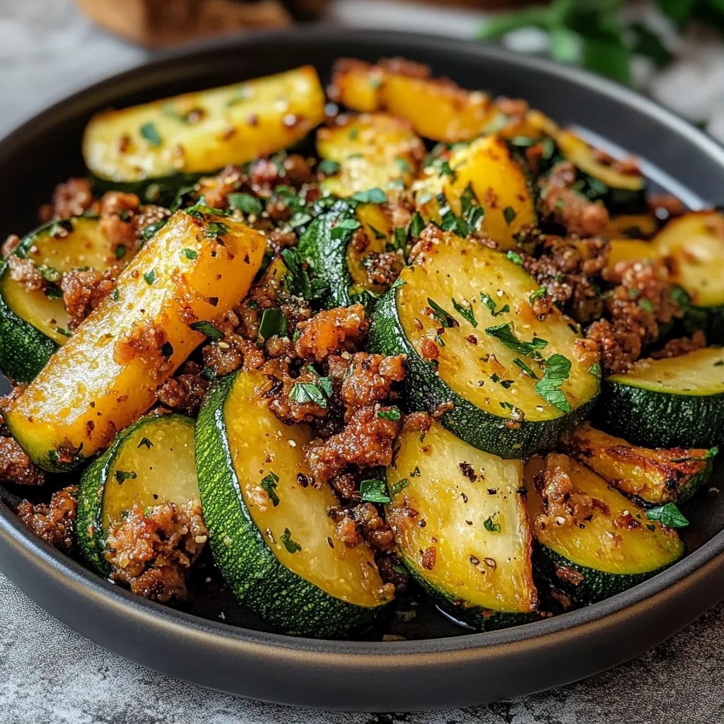 Hackfleisch-Zucchini-Süßkartoffel-Pfanne