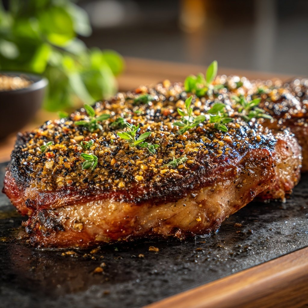 Gegrilltes Rindersteak Mit Senf Kruste