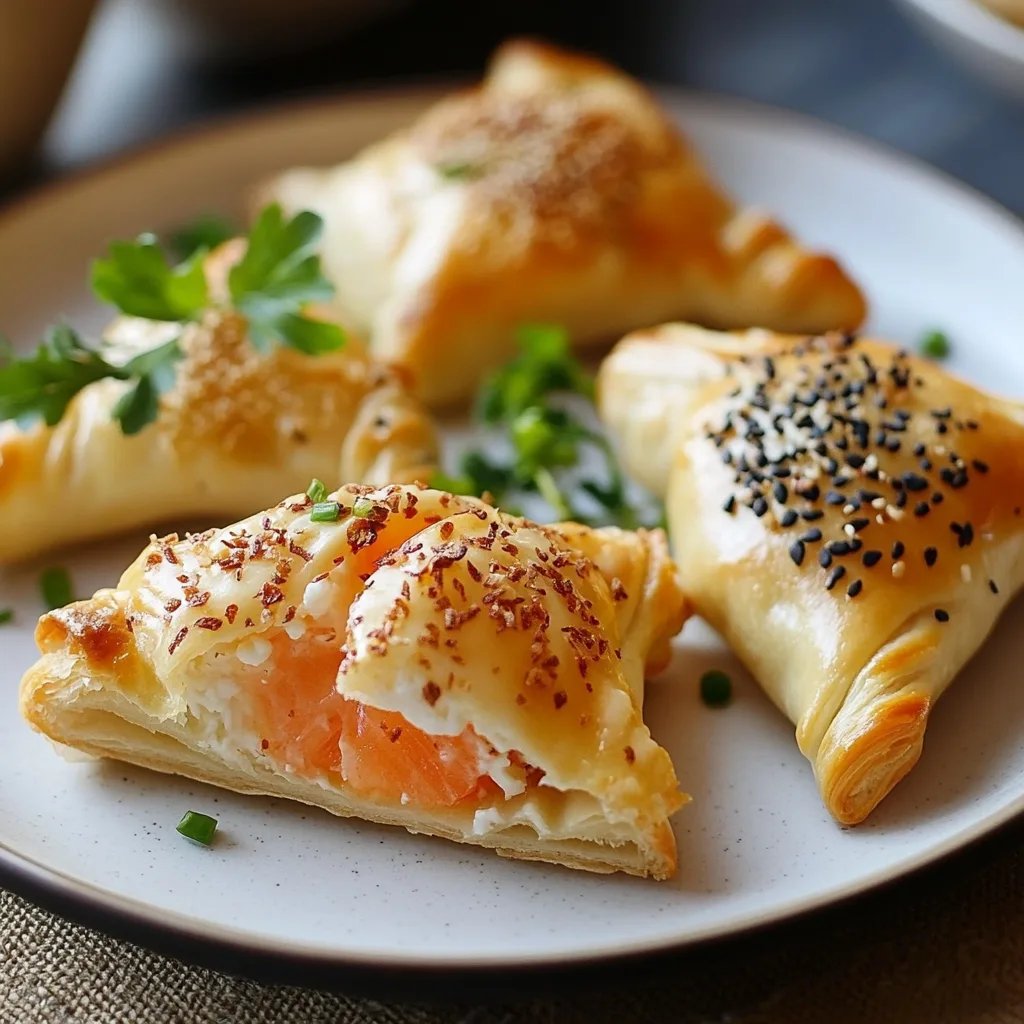 Blätterteigsterne gefüllt mit Lachs und Frischkäse