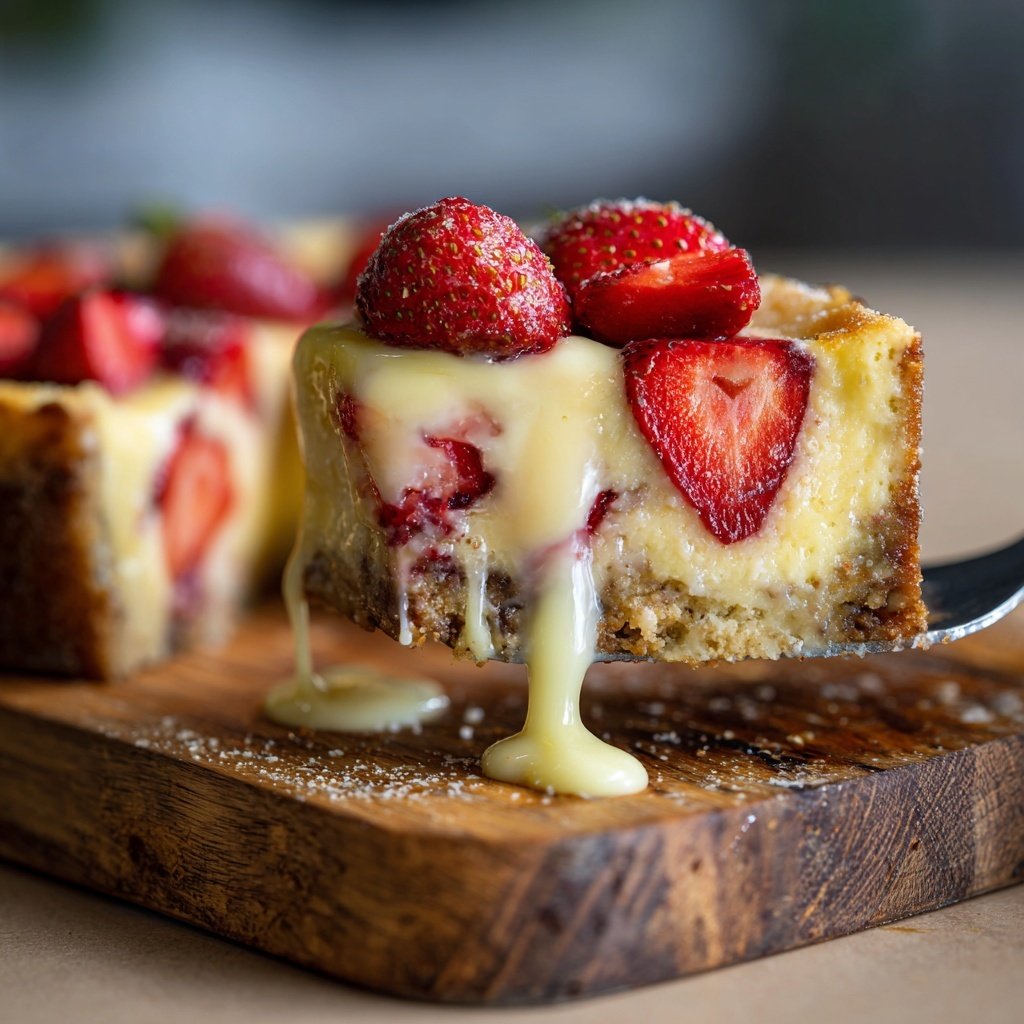 Saftiger Erdbeerkuchen Mit Vanillepudding