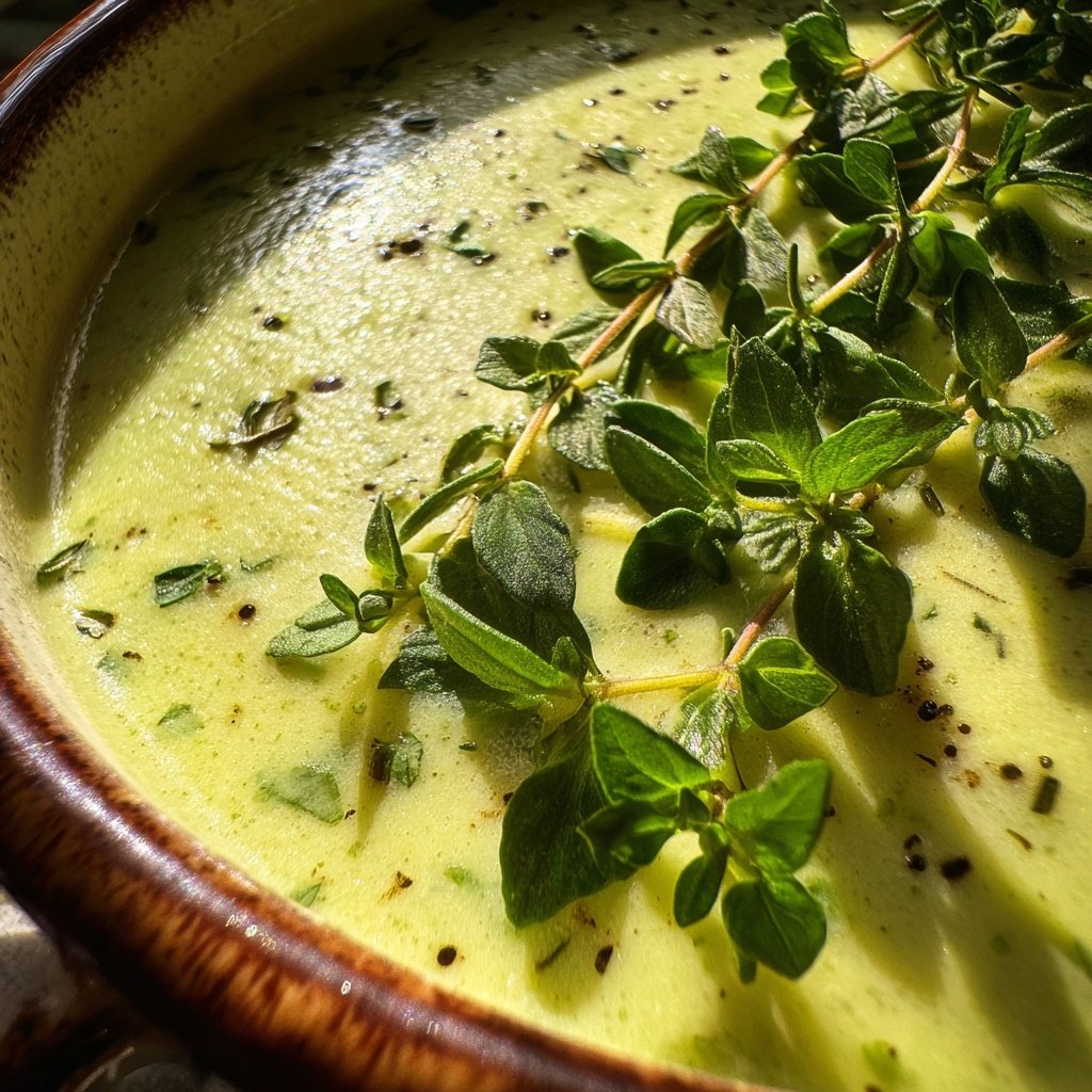 Cremige Blumenkohlsuppe mit Zitronenthymian