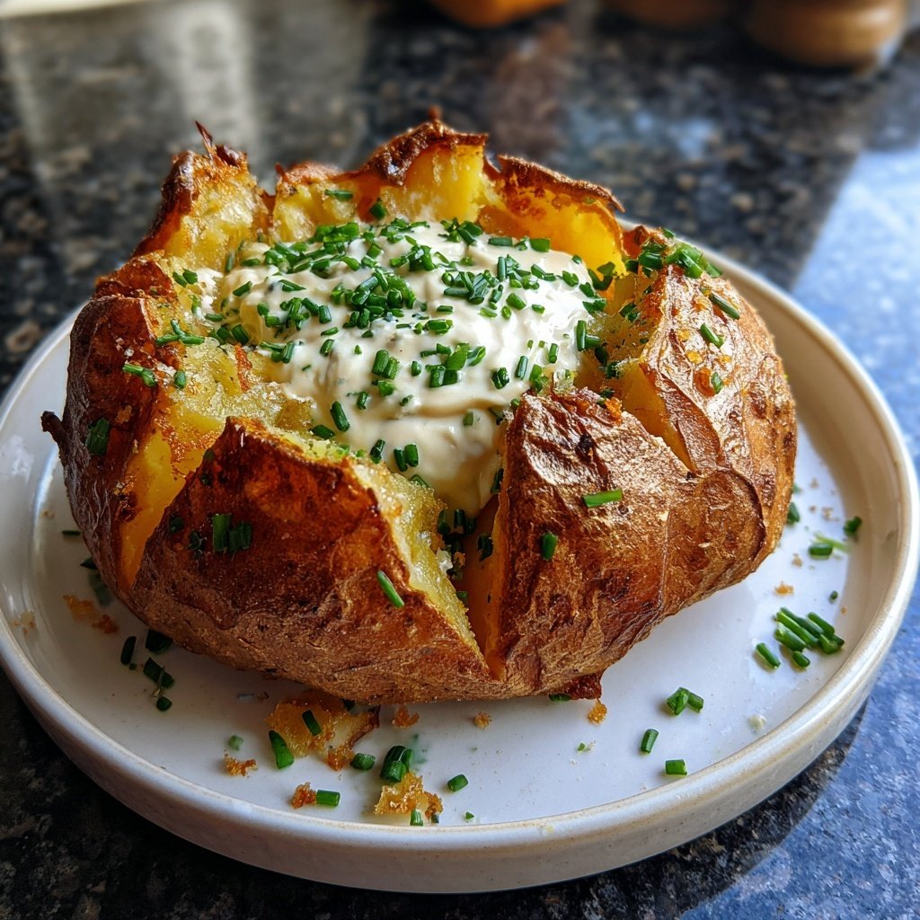Mittagessen mit Ofenkartoffeln