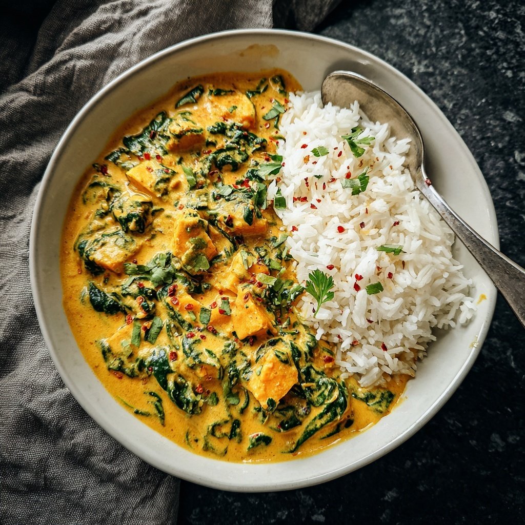 Süßkartoffelcurry mit Spinat