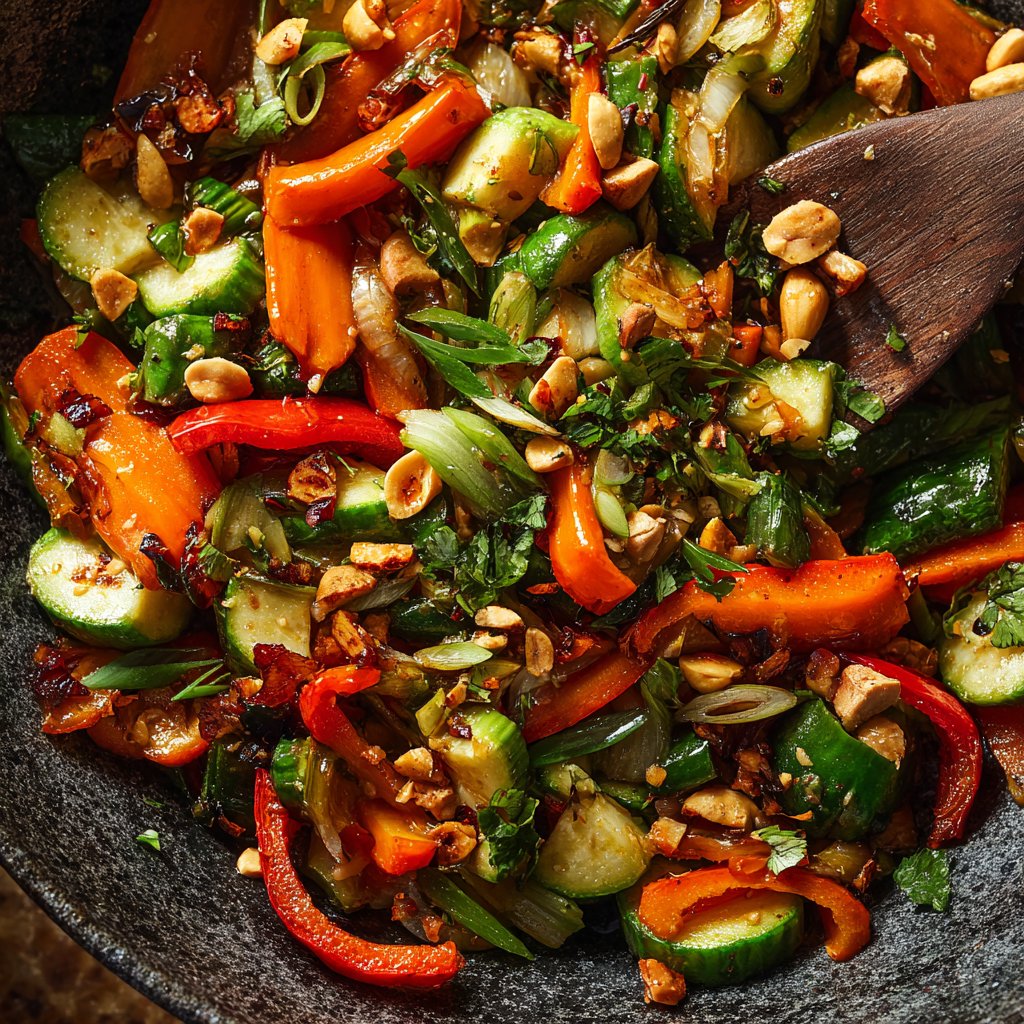 Asiatische Gemüsepfanne mit Erdnuss