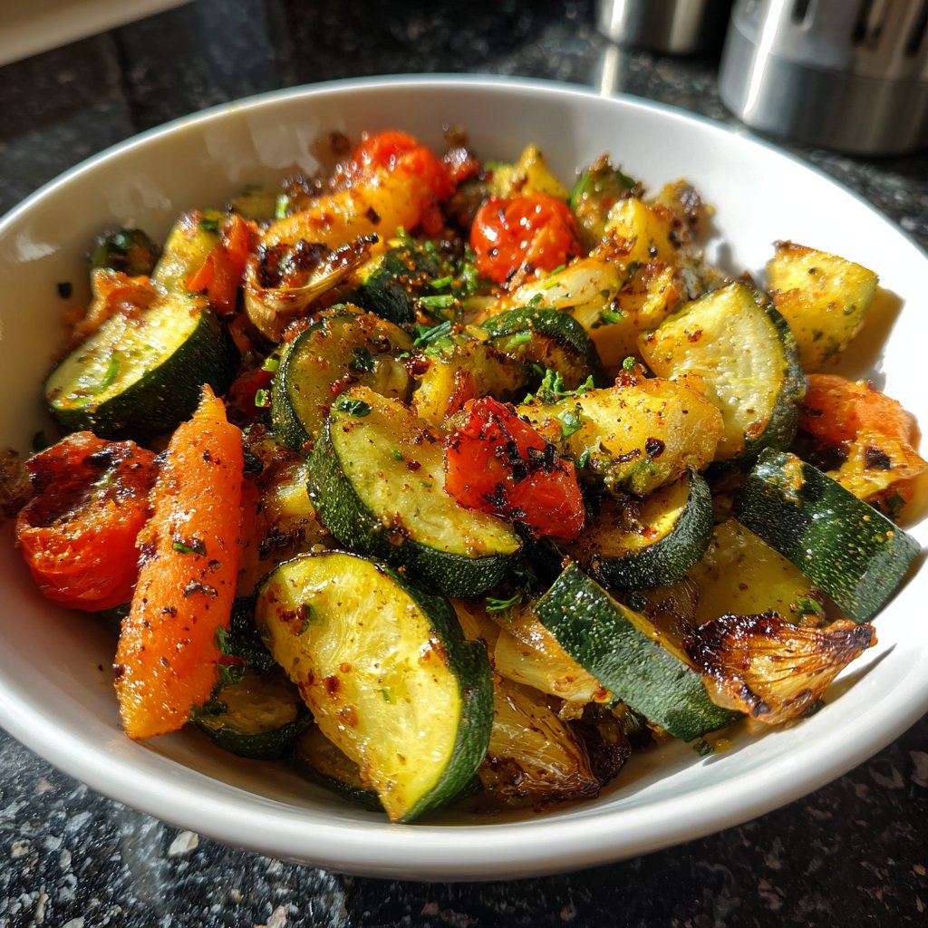 Gemüsepfanne mit Zucchini und Knoblauch