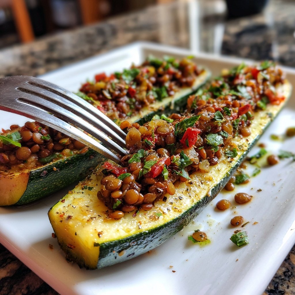 Gefüllte Zucchini mit Linsen