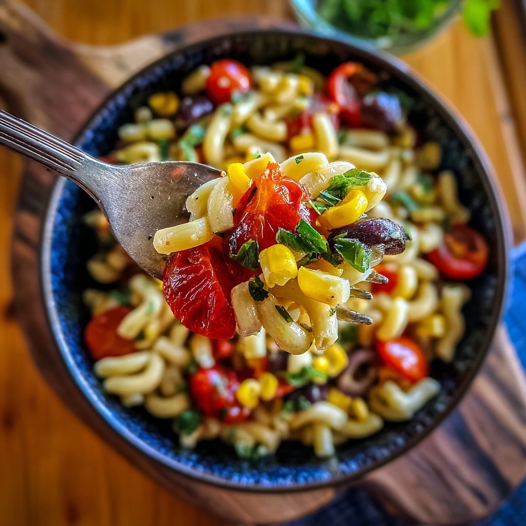 Mediterraner Nudelsalat Mit Mais